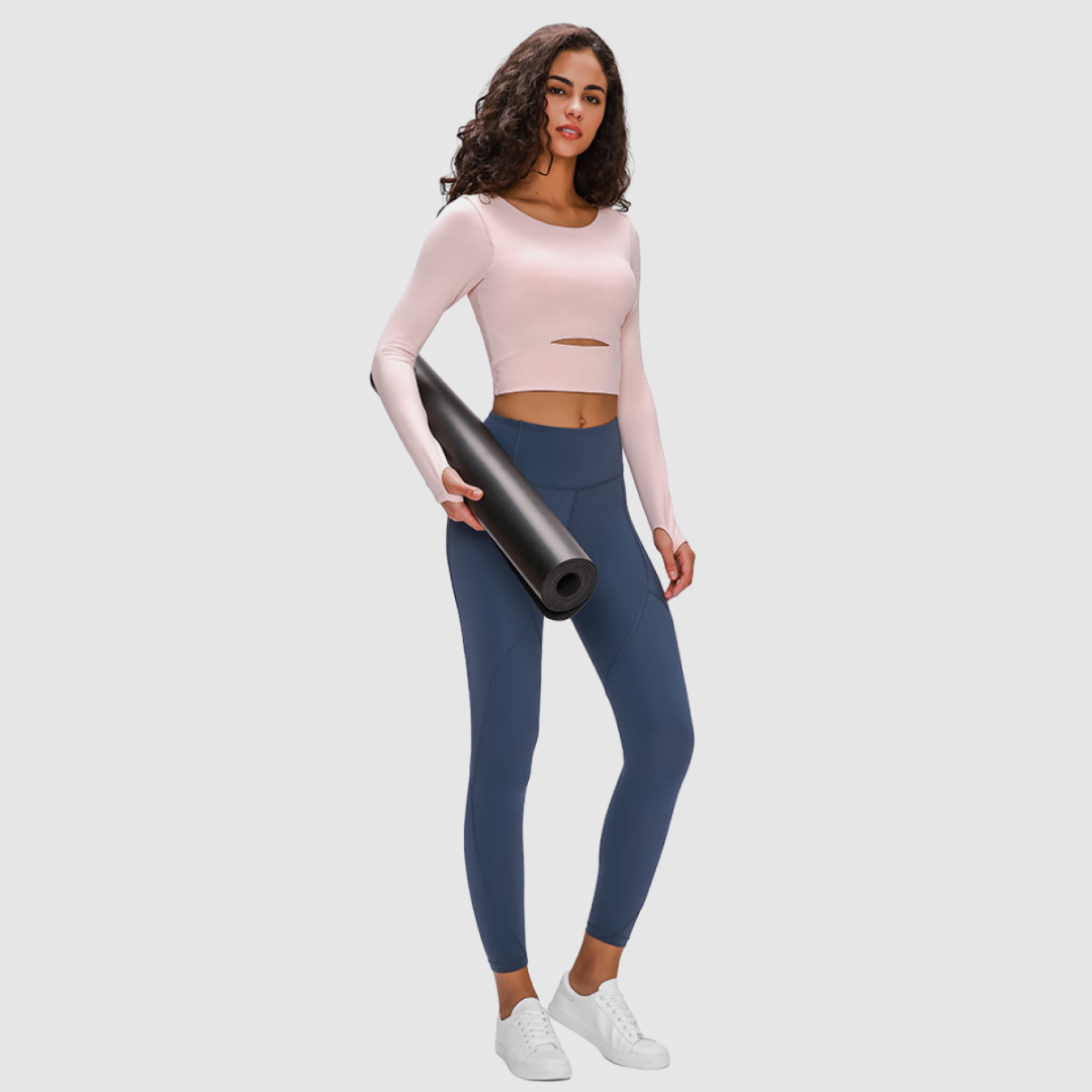 Active Long Sleeve Crop Top With Sports Strap