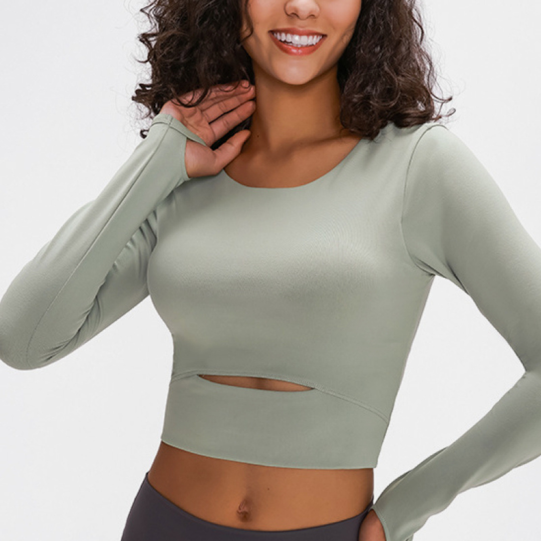 Active Long Sleeve Crop Top With Sports Strap